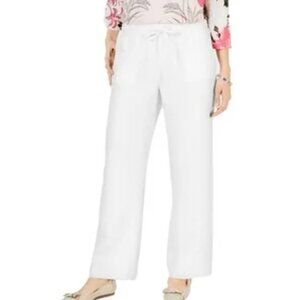 Charter Club Luxury 100% Linen Wide Leg Pants XL White Relaxed Fit Minimalist